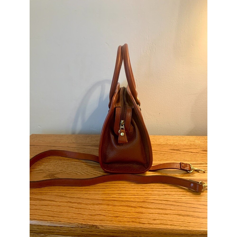 Leather & Co. by Liz Claiborne Brown Leather Crossbody Purse Bag Satchel Round - Picture 5 of 13